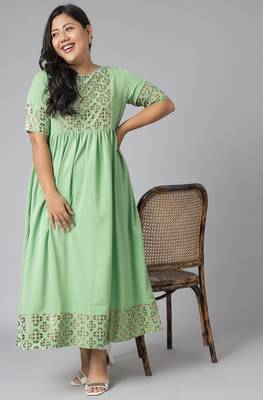 XL LOVE by Janasya Green printed crepe ethnic-kurtis 2