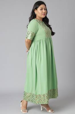 XL LOVE by Janasya Green printed crepe ethnic-kurtis 4