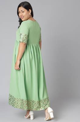 XL LOVE by Janasya Green printed crepe ethnic-kurtis 5