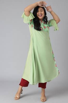 XL LOVE by Janasya Green printed crepe ethnic-kurtis 2