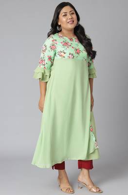 XL LOVE by Janasya Green printed crepe ethnic-kurtis 4