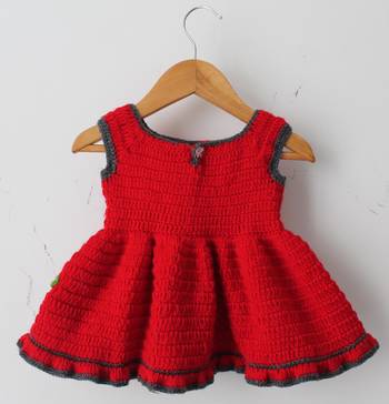Woonie Handmade Sleeveless Flowers Applique Frock- Red 2