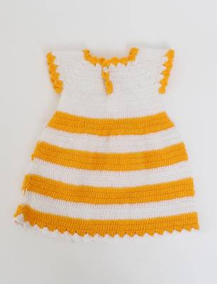 Woonie Handmade Short Sleeves Frock With Floral Full Sleeves Shrug-Yellow & White 3