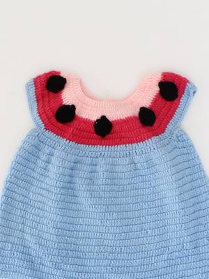 Woonie Handmade Sleeveless Frock-Blue 3