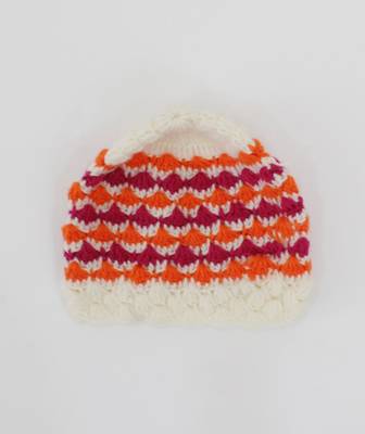 Woonie Handmade Sleeveless Drawstring Geomatrical Frock With Cap & Booties-Orange 4