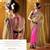 Cream  and  Pink Embroidered Georgette saree with blouse