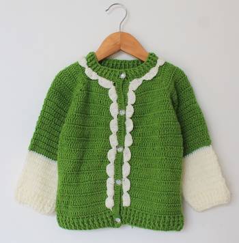 Woonie Handmade Full Sleeves Sweater - Green 1