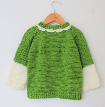 Woonie Handmade Full Sleeves Sweater - Green 2