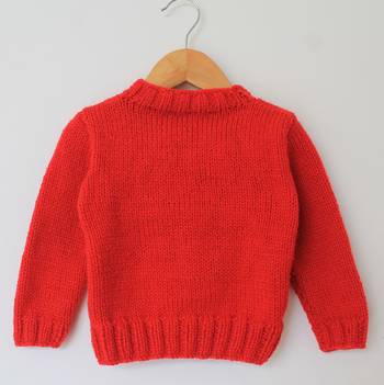 Woonie Handmade Full Sleeves Eyes Design Sweater - Red 2