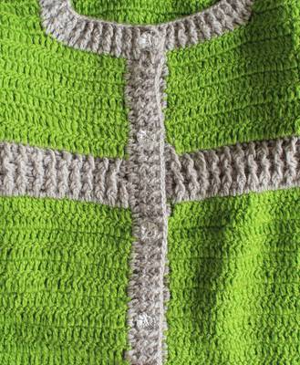 Woonie Handmade Full Sleeves Sweater With Floral Design Cap - Green 3