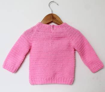 Woonie Full Sleeves Animal Pattern Handmade Sweater - Pink 2