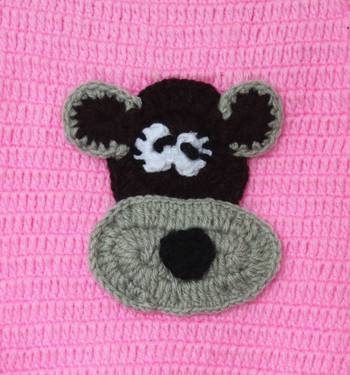 Woonie Full Sleeves Animal Pattern Handmade Sweater - Pink 3