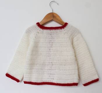 Woonie Fulll Sleeves Heart Patch Handmade Sweater - Cream 2