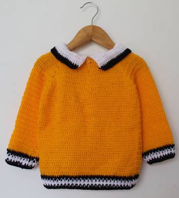 Woonie Full Sleeves Solid Handmade Sweater - Orange 2