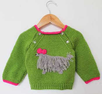 Woonie Full Sleeves Handmade Dog Sweater - Green 1