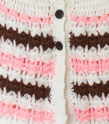 Woonie Full Sleeves Handmade Striped Sweater- Pink 3