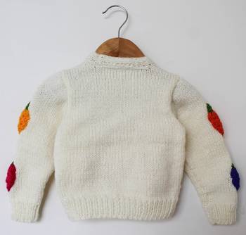 Woonie Handmade Full Sleeves Strawberry Patch Sweater - Off White 2