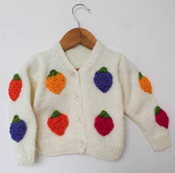 Woonie Handmade Full Sleeves Strawberry Patch Sweater - Off White 3