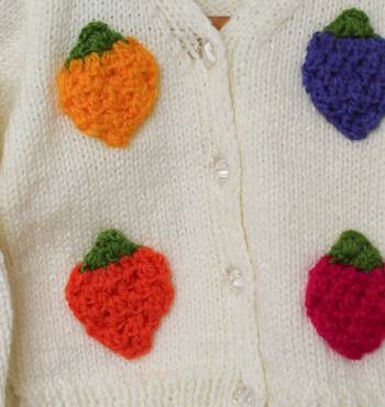 Woonie Handmade Full Sleeves Strawberry Patch Sweater - Off White 4