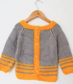 Woonie Full Sleeves Solid Colour Sweater - Grey