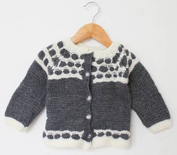 Woonie Full Sleeves Hand Knitted Cardigan - Grey 1
