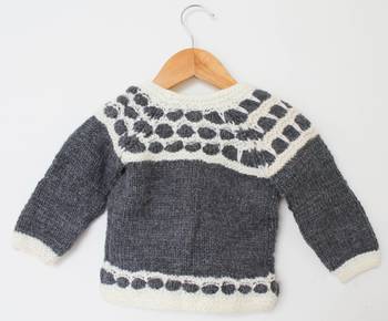 Woonie Full Sleeves Hand Knitted Cardigan - Grey 2