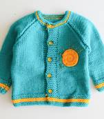 Woonie Full Sleeves Handmade Knitted Sweater-Blue