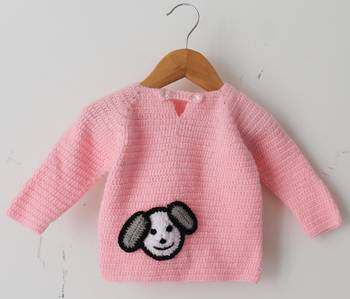 Woonie Full Sleeves Face Knit Detailing Sweater - Light Pink 1