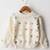 Woonie Full Sleeves Floral Knit Detailing Sweater - Cream