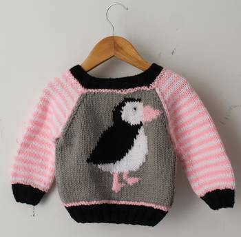 Woonie Full Sleeves Handmade Bird Design Sweater - Pink 1