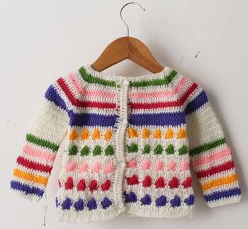 Woonie Handmade Full Sleeves Striped Sweater - Multi Colour 1