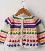 Woonie Handmade Full Sleeves Striped Sweater - Multi Colour