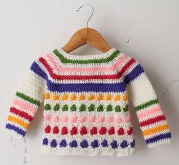 Woonie Handmade Full Sleeves Striped Sweater - Multi Colour 2