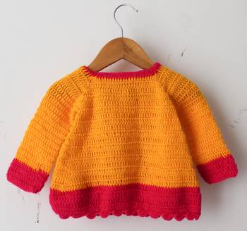 Woonie Handmade Floral Bunch Design Full Sleeves Sweater - Orange 2