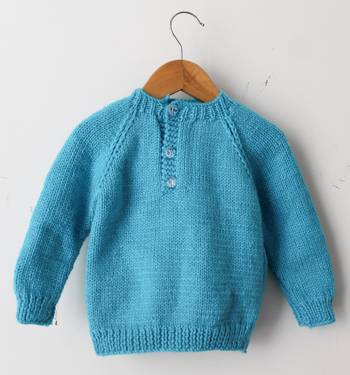 Woonie Full Sleeves Handmade Airoplane Design Sweater - Blue 2