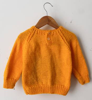 Woonie Full Sleeves Handmade Pencil Design Sweater- Orange 2