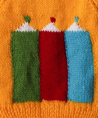 Woonie Full Sleeves Handmade Pencil Design Sweater- Orange 3