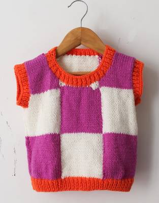 Woonie Handmade Sleeveless Checked Sweater - Purple 1