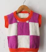 Woonie Handmade Sleeveless Checked Sweater - Purple