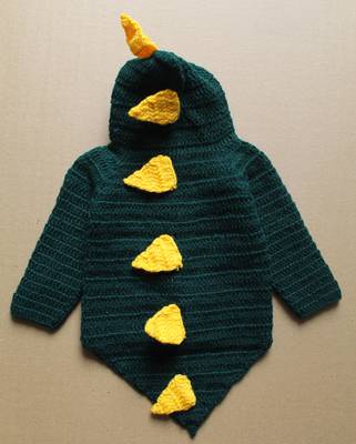 Woonie Full Sleeves Handmade Dino Pattern Sweater-Green 3