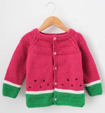 Woonie Full Sleeves Handmade Watermelon Sweater - Pink 1