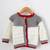 Woonie Full Sleeves Handmade Front Openable Sweater - Grey & Cream