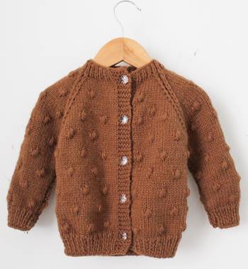 Woonie Full Sleeves Handmade Bubbles Design Sweater - Brown 1