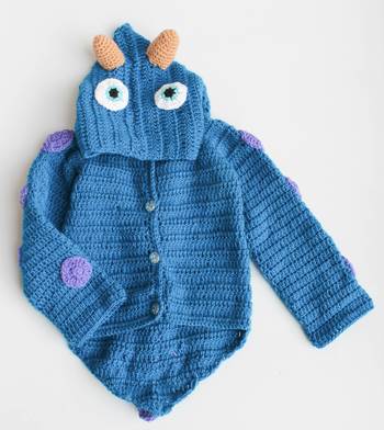 Woonie Full Sleeves Handmade Delicate Horn Designed Sweater - Blue 2
