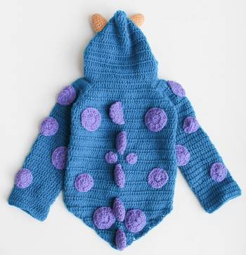 Woonie Full Sleeves Handmade Delicate Horn Designed Sweater - Blue 4