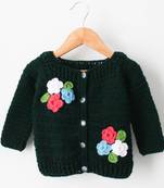 Woonie Full Sleeves Floral Patch Sweater - Black
