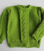 Woonie Full Sleeves Handmade Designed Sweater - Green
