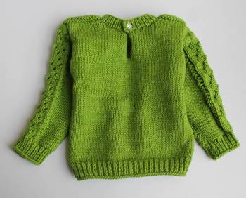 Woonie Full Sleeves Handmade Designed Sweater - Green 2