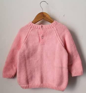Woonie Full Sleeves Handmade Bunny Face Sweater - Pink 2