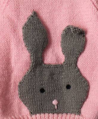 Woonie Full Sleeves Handmade Bunny Face Sweater - Pink 3